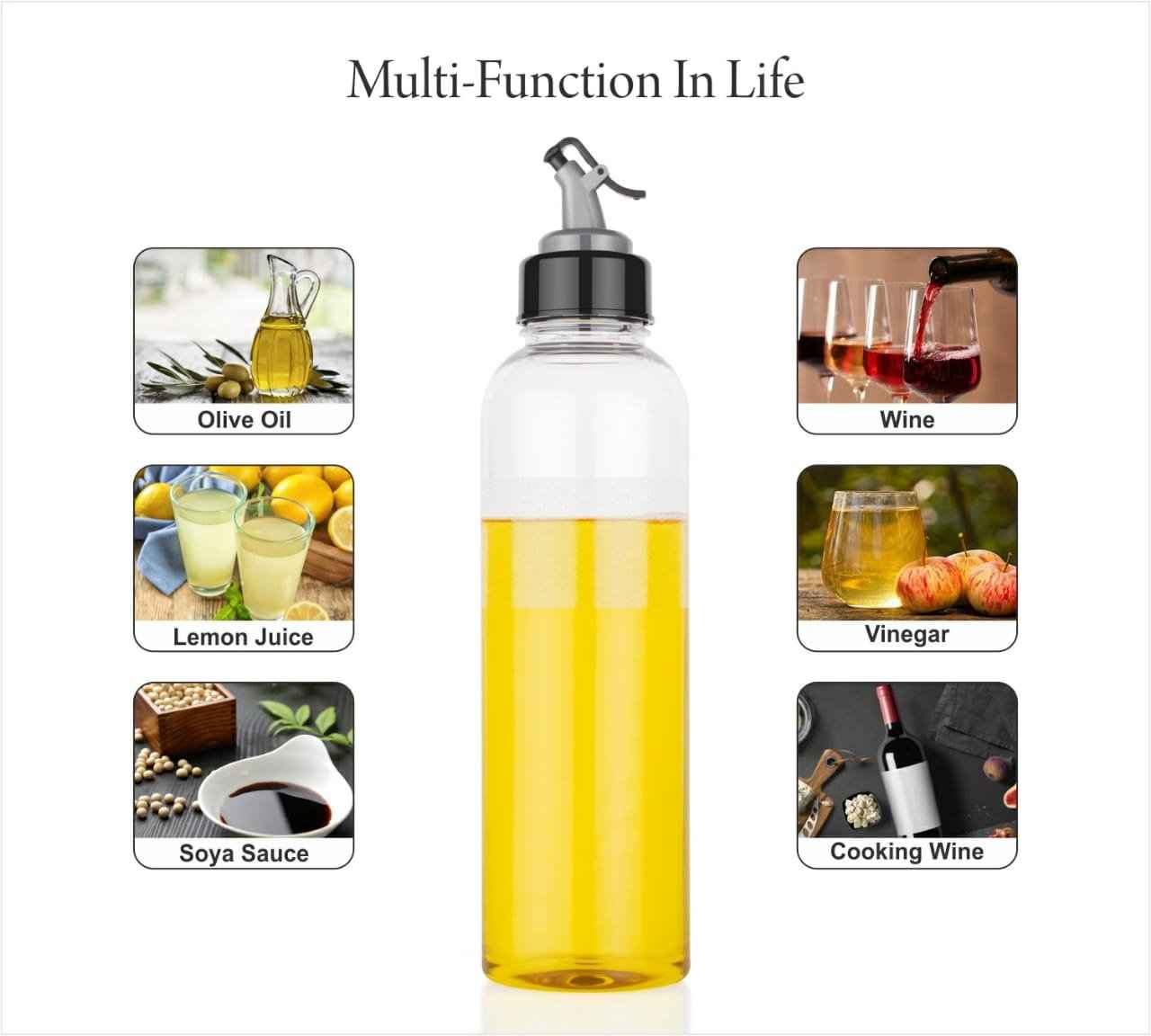1Ltr Oil Dispenser With Lid Clear Drip Free Spout Controlled Use - BeSh Deals®