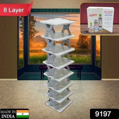 Smart Shoe Rack Shoes Stand Multifunctional Entryway Foldable  Collapsible Door Shoe Rack Free Standing Heavy Duty Plastic Shoe Shelf Storage Organizer Narrow Footwear Home (1 Pc 4 Layer 6 Layer 8 Layer)