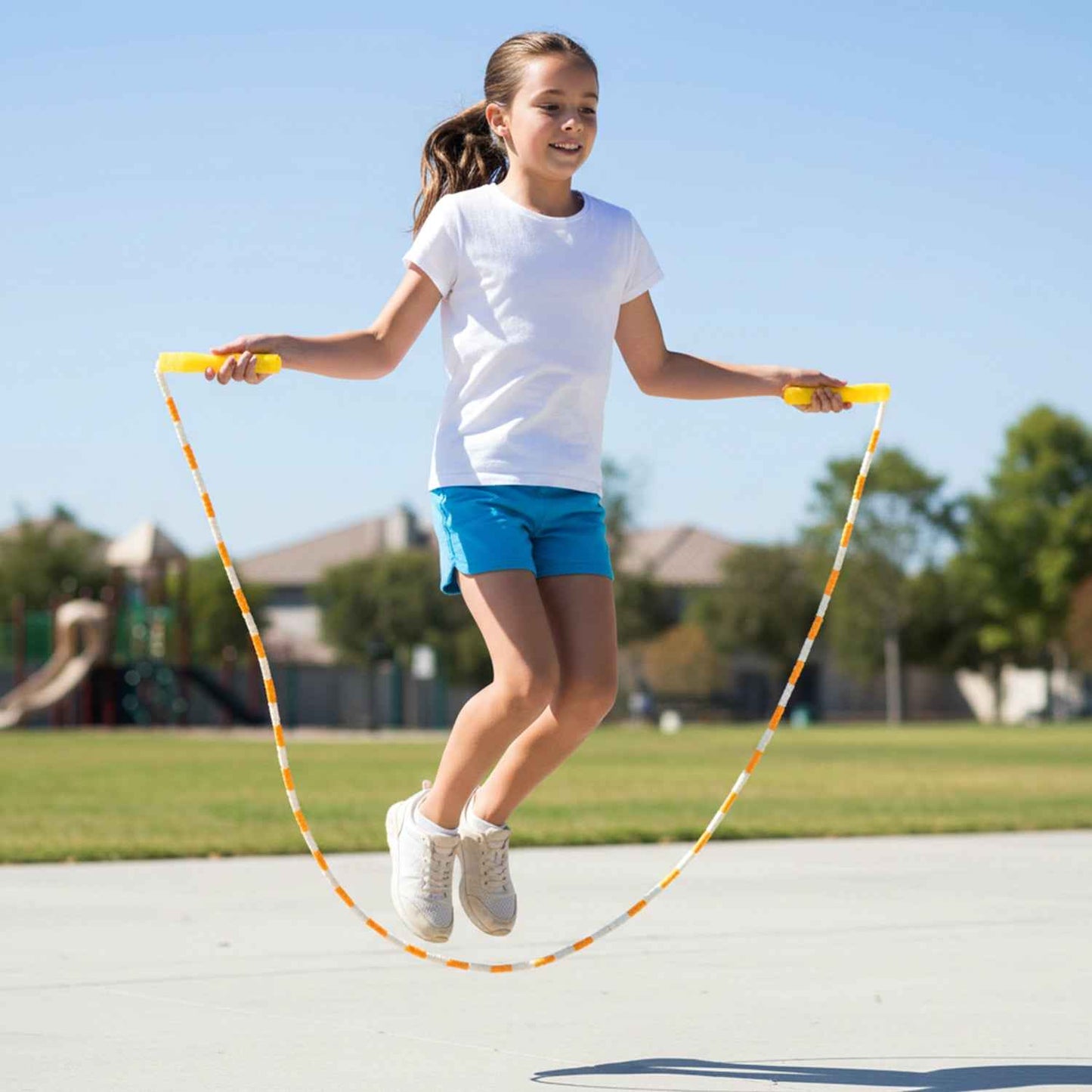 Yellow  White Beaded Skipping Jump Rope (1 Set)