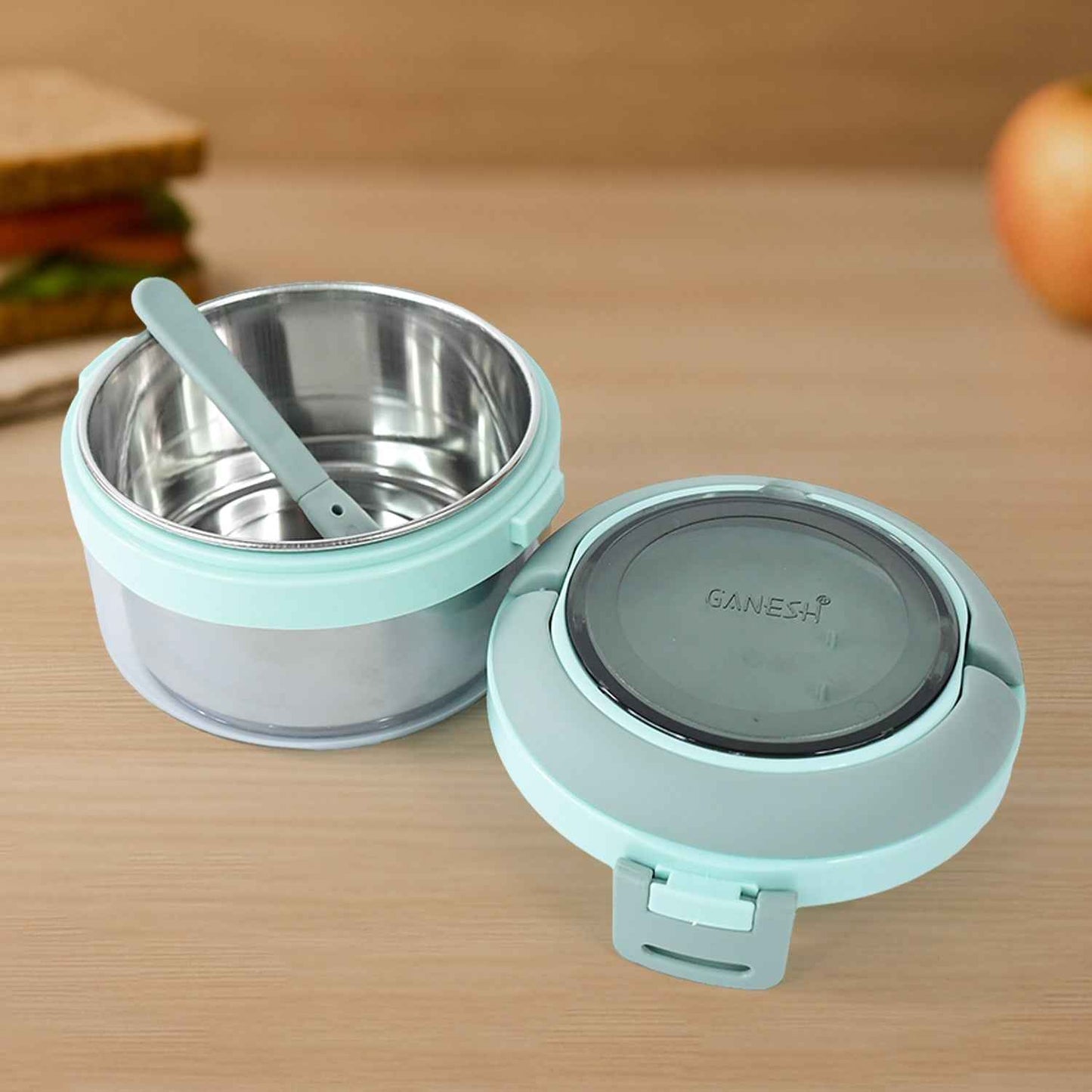 Ganesh Tiara 400Ml Stainless Steel Insulated Lunch Box With Leakproof Lid Folding Spoon - BeSh Deals®