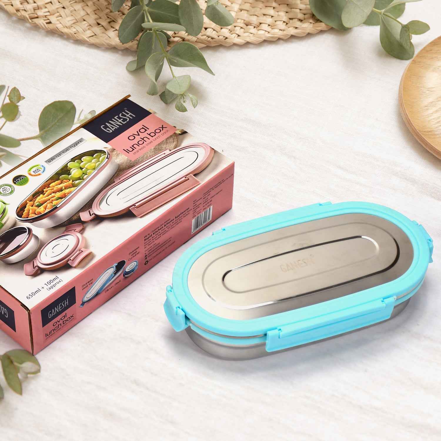 8141 Ganesh Stainless Steel Lunch Box  Small Container ( Set Of 2 Pcs )