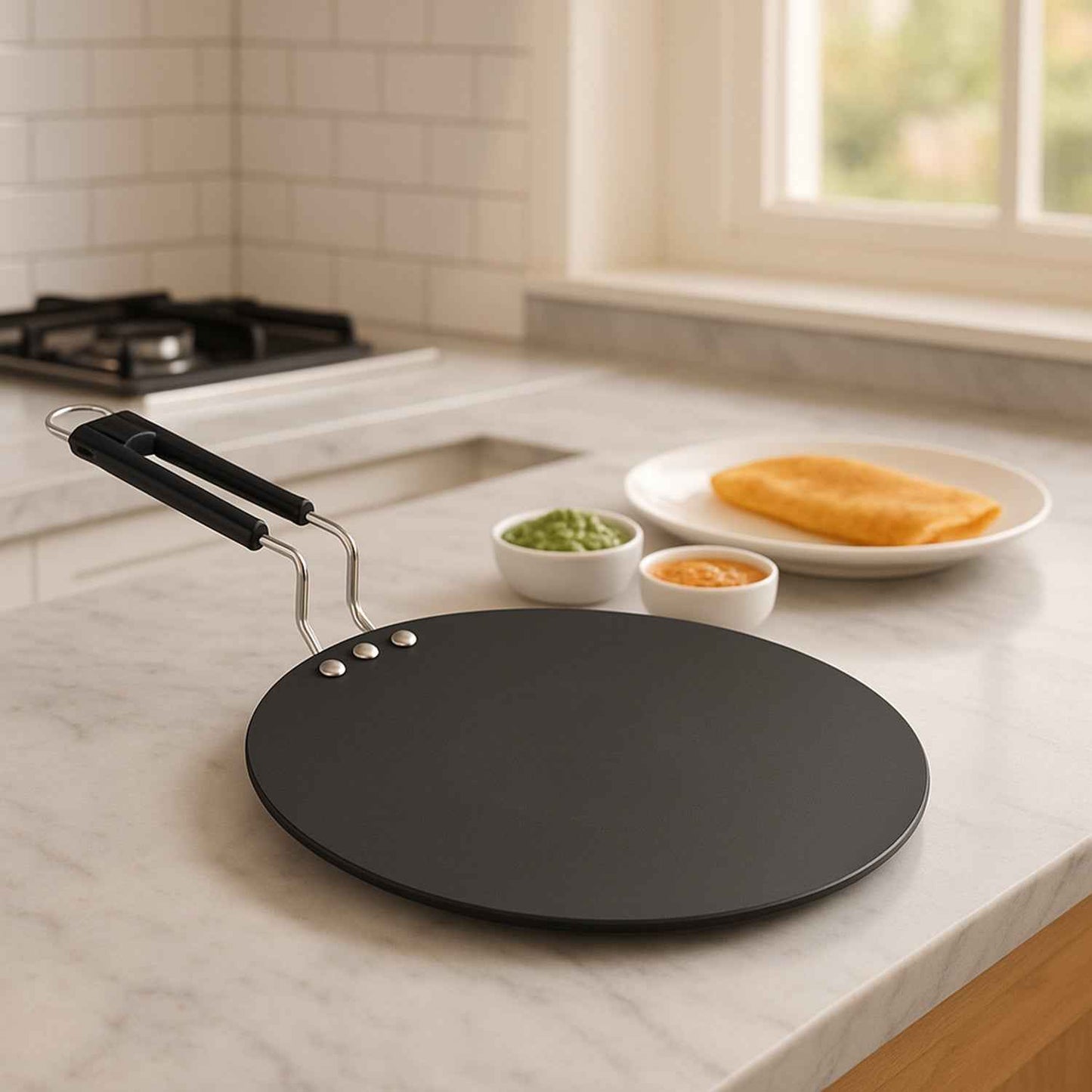 Compact Non-stick Flat Roti Tawa (9 Inch  1 Pc)