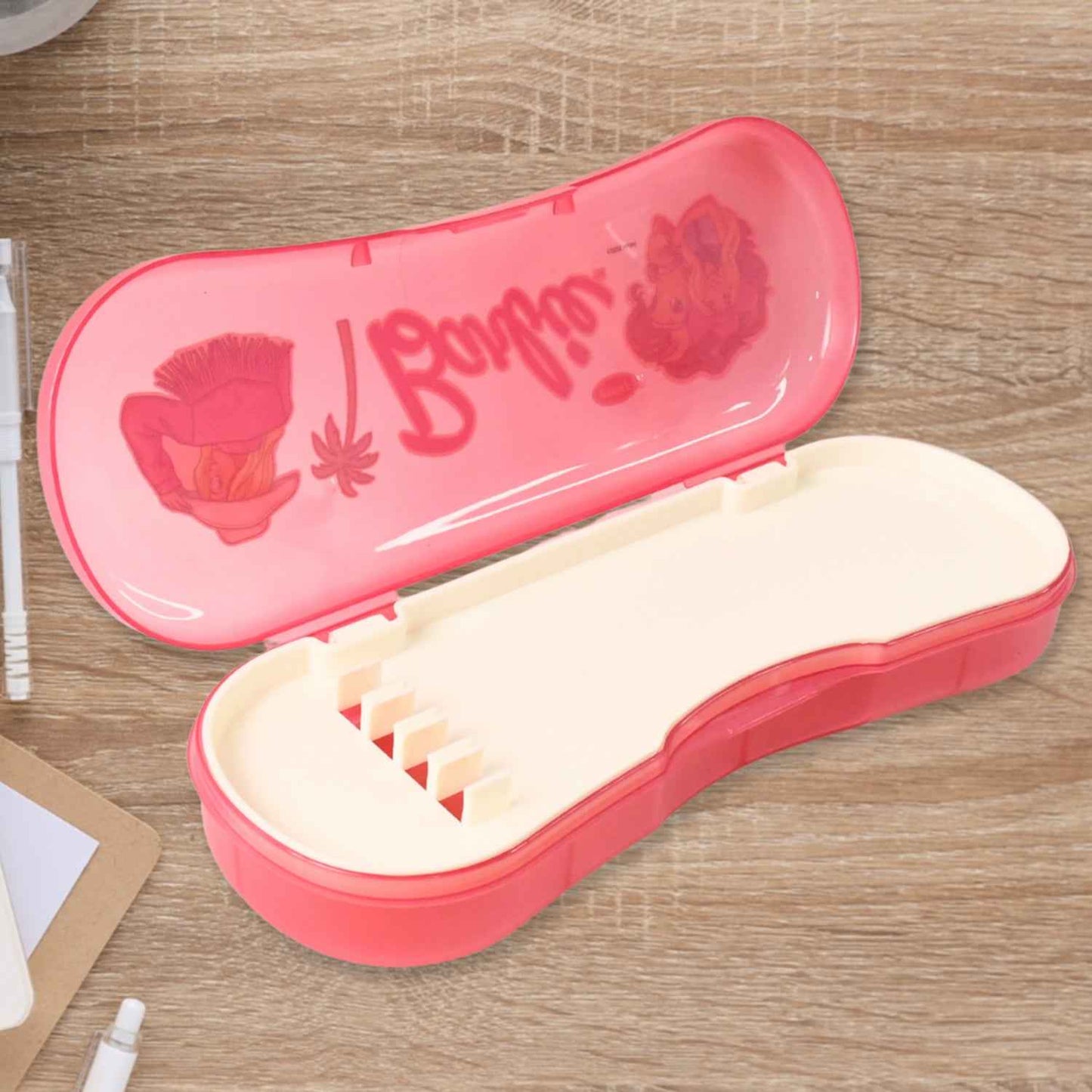 Cute Cartoon Printed Plastic Compass Box For Kids (1 Pc)