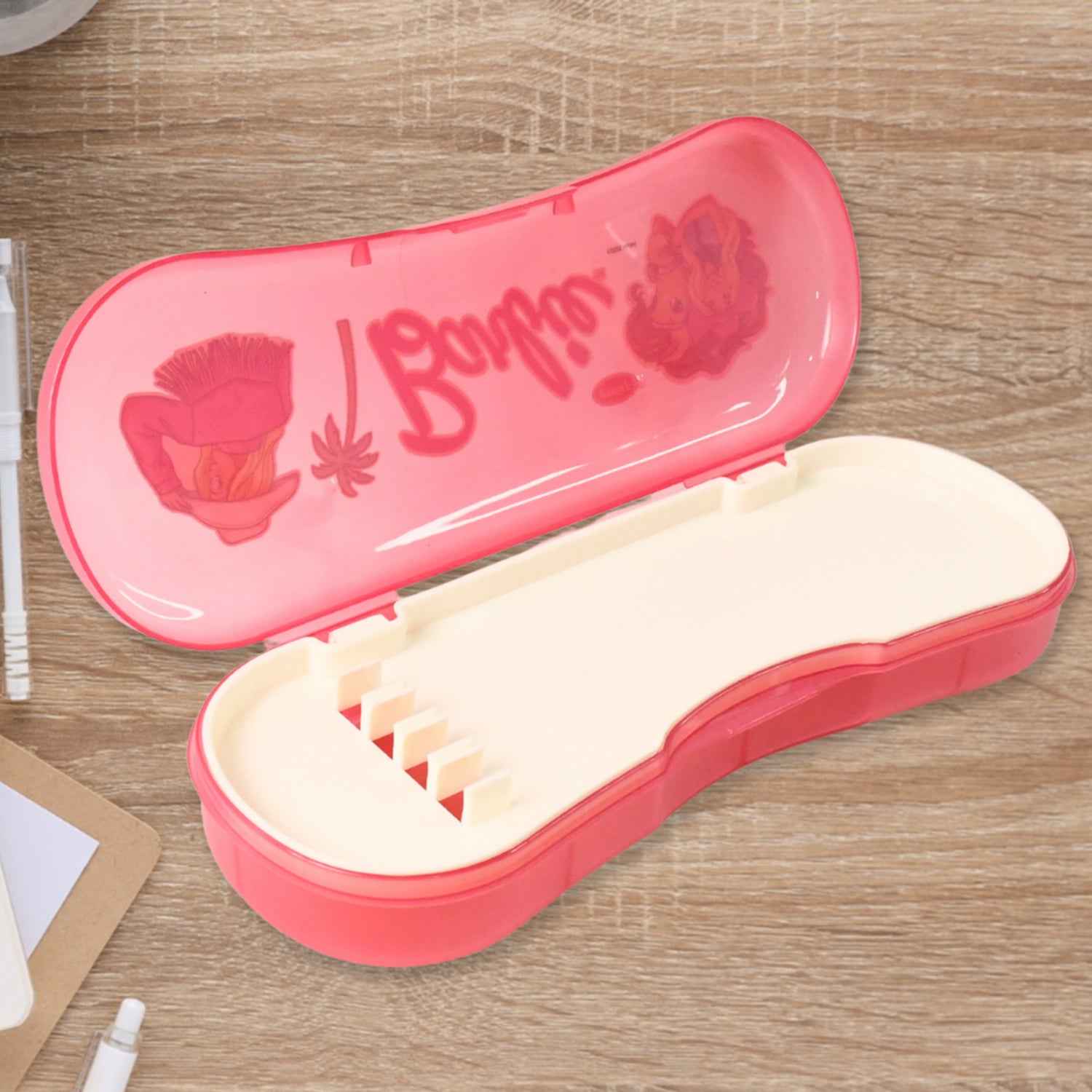 Cute Cartoon Printed Plastic Compass Box For Kids (1 Pc)