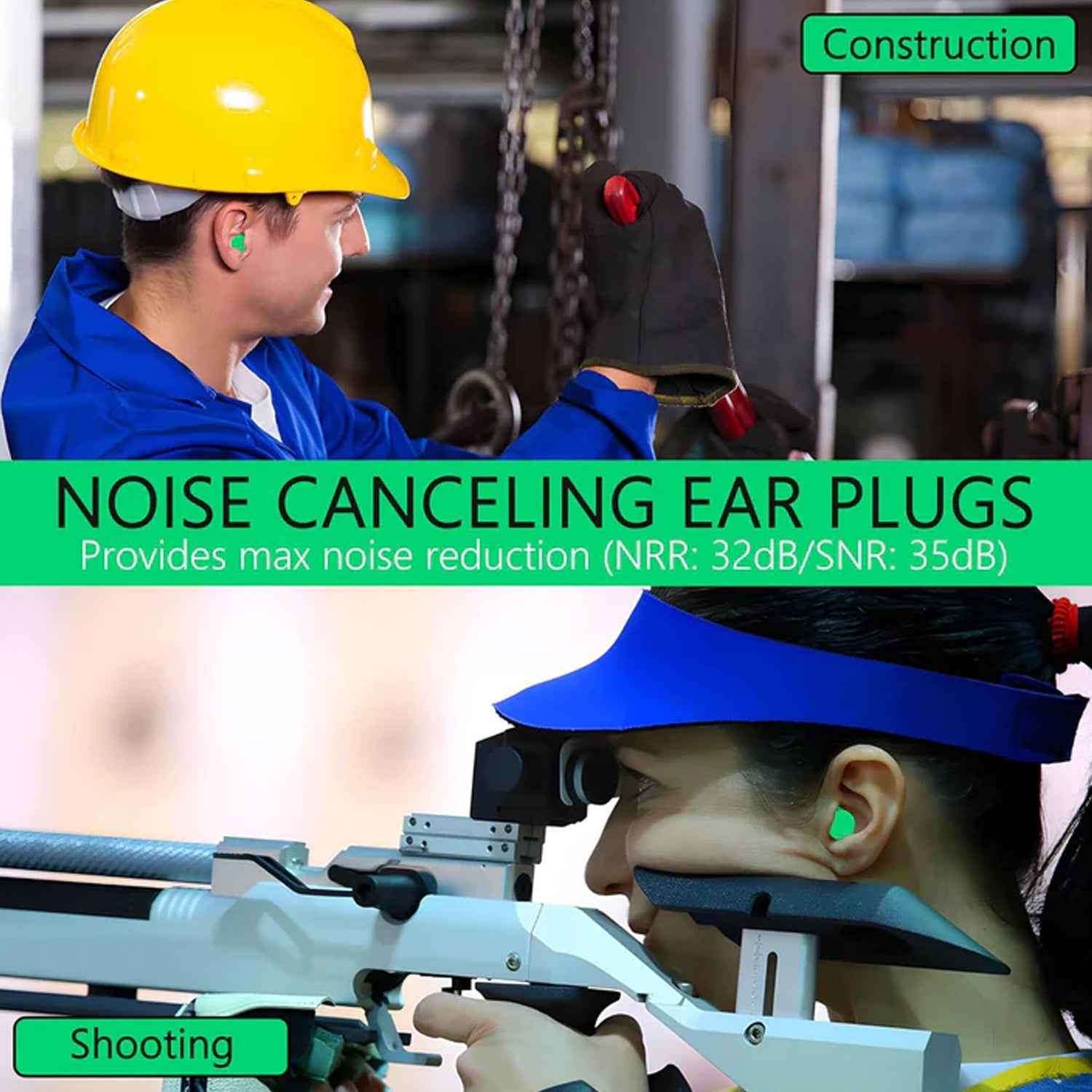 Reusable Noise Reduction Foam Ear Plugs (2 Pair Set)