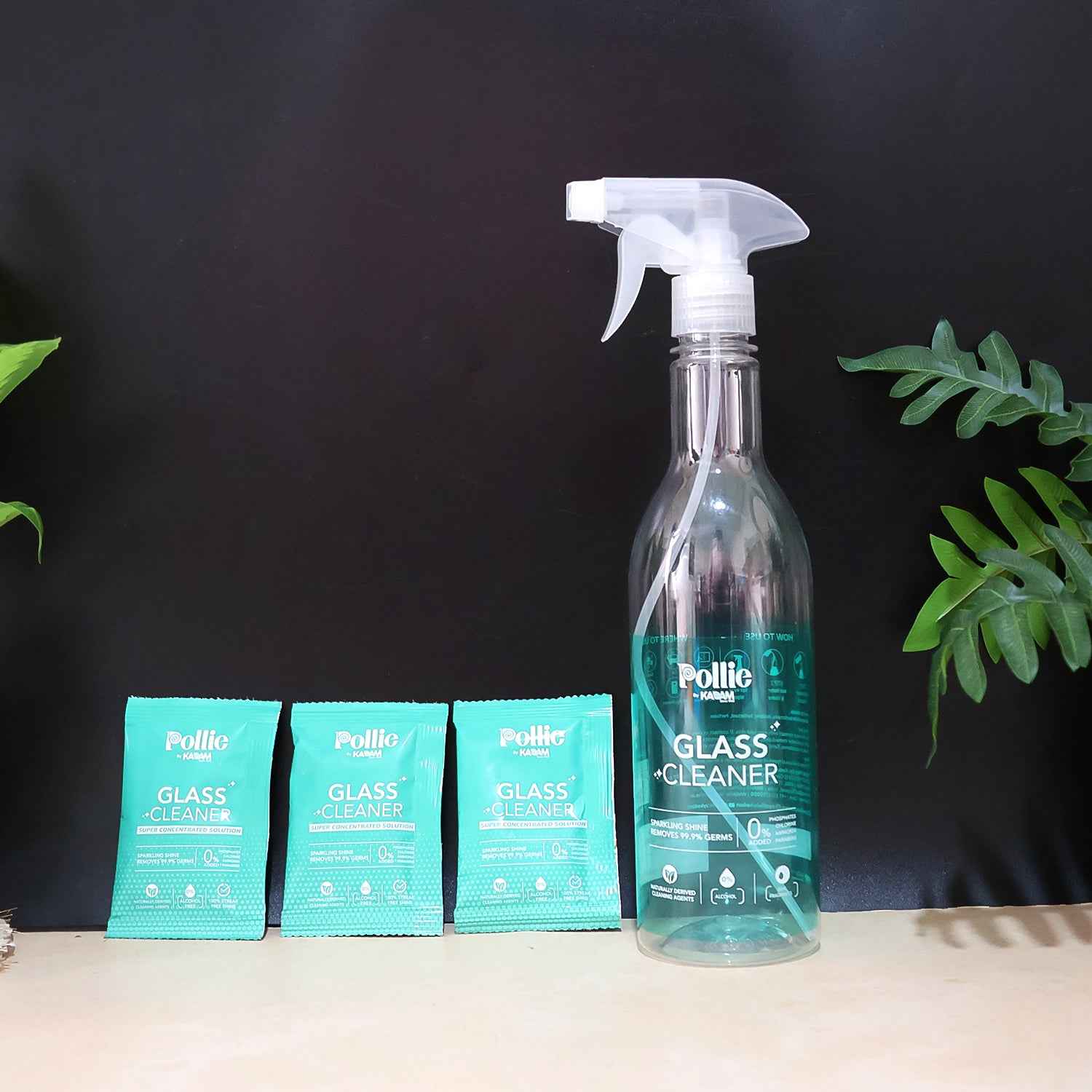 Pollic Kadam Concentrated Glass  Mirror Cleaner Refill Kit With Reusable Spray Bottle