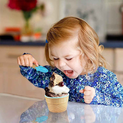 5321  Ice Cream Bowl  Spoon Set Plastic Solid Colour Cream Cup Couple Bowl With Spoon. Ice Cream Spoon  Bowl Set 12 Pc Set Of Ice Cream Bowl  Spoon (Multi Color)