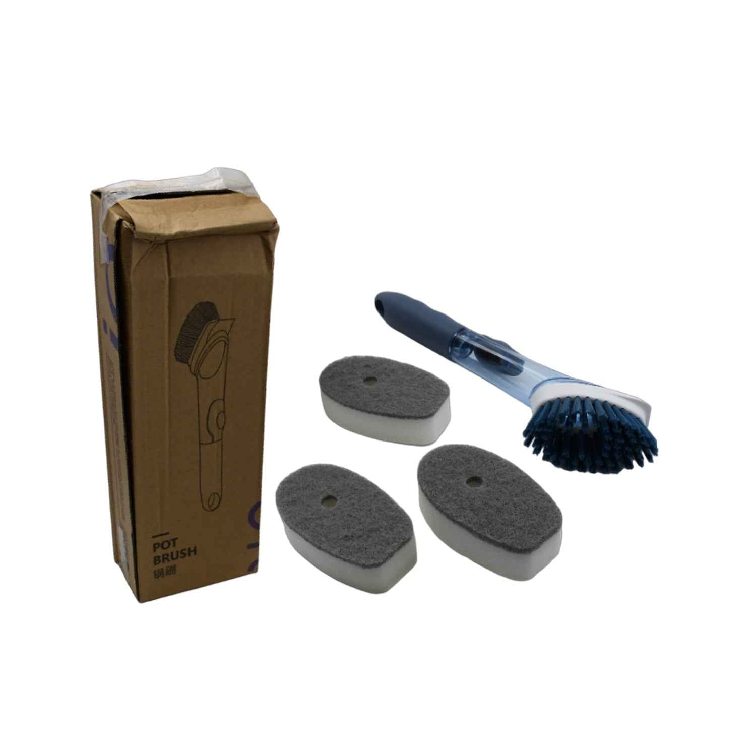 1271c Mix Color Dish Scrubber With Soap Dispenser Soap Dispensing Dish Brush Set Dishwashing Brushes Kitchen Scrub Dish Wand For Dishes Sink Pot Pan Cleaning And Washing1 Handle3refill Replacement Head