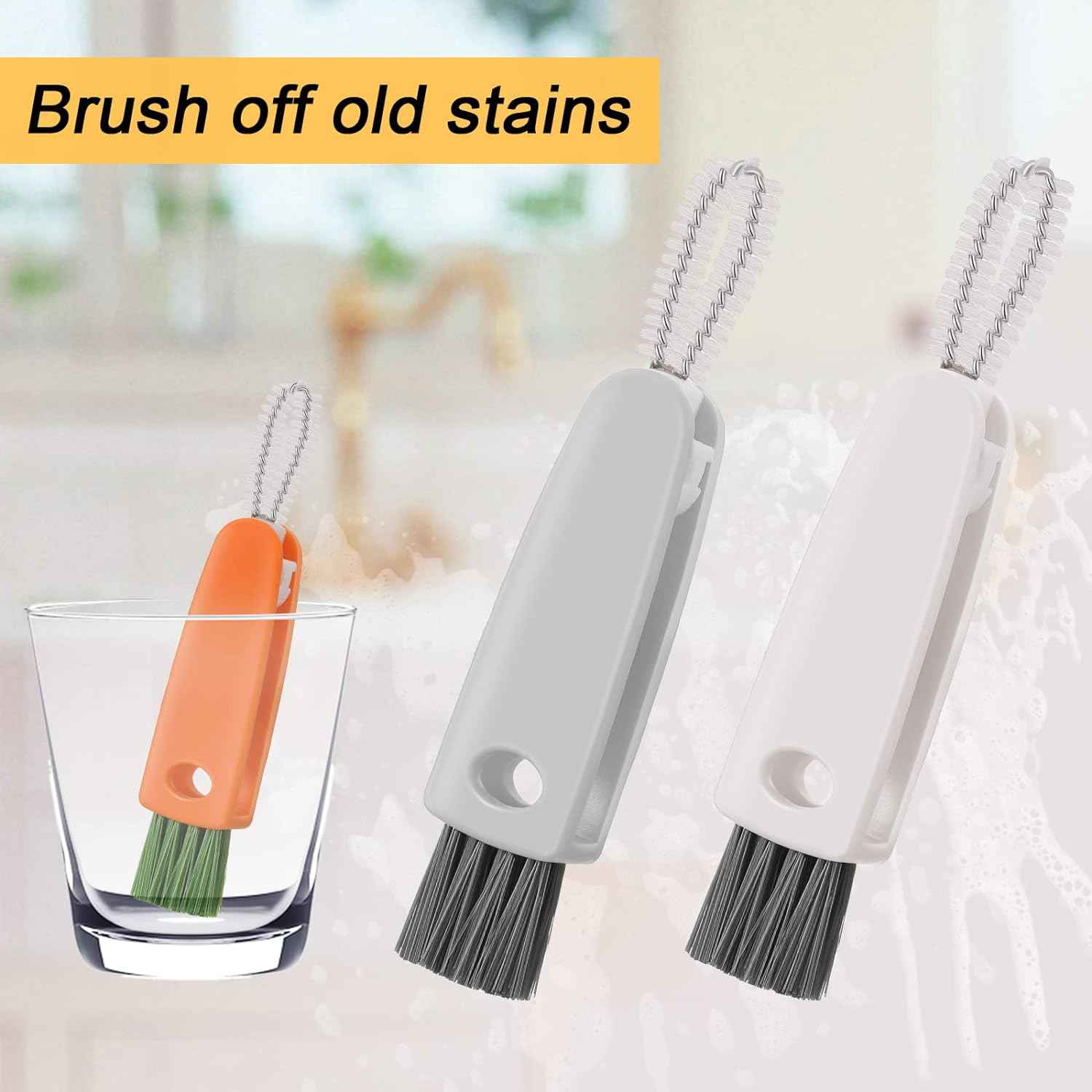 6483  3 In 1 Multifunctional Cleaning Brush Mini Glass Cover Cleaning Brush Bottle Cleaning Brush Set Cup Cleaner Brush Bottle Cap Detail Brush For Bottle Cup Cover Lid Home Kitchen Washing Tool (1 Pc)