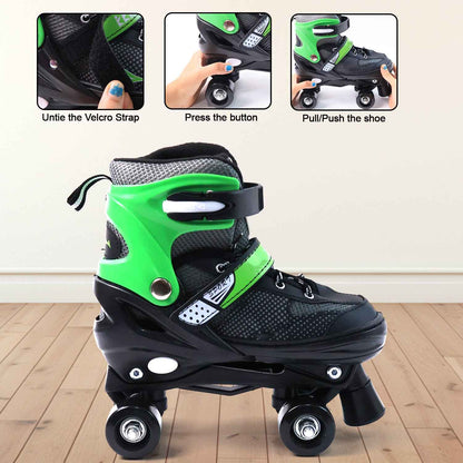 Adjustable Quad Roller Skates For Kids (Large  1 Pair)