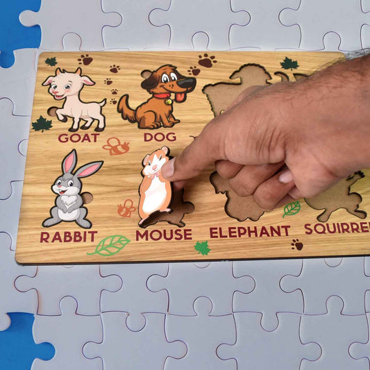 Wooden Animal Puzzle Learning Educational Board (1 Set  2820 Cm)