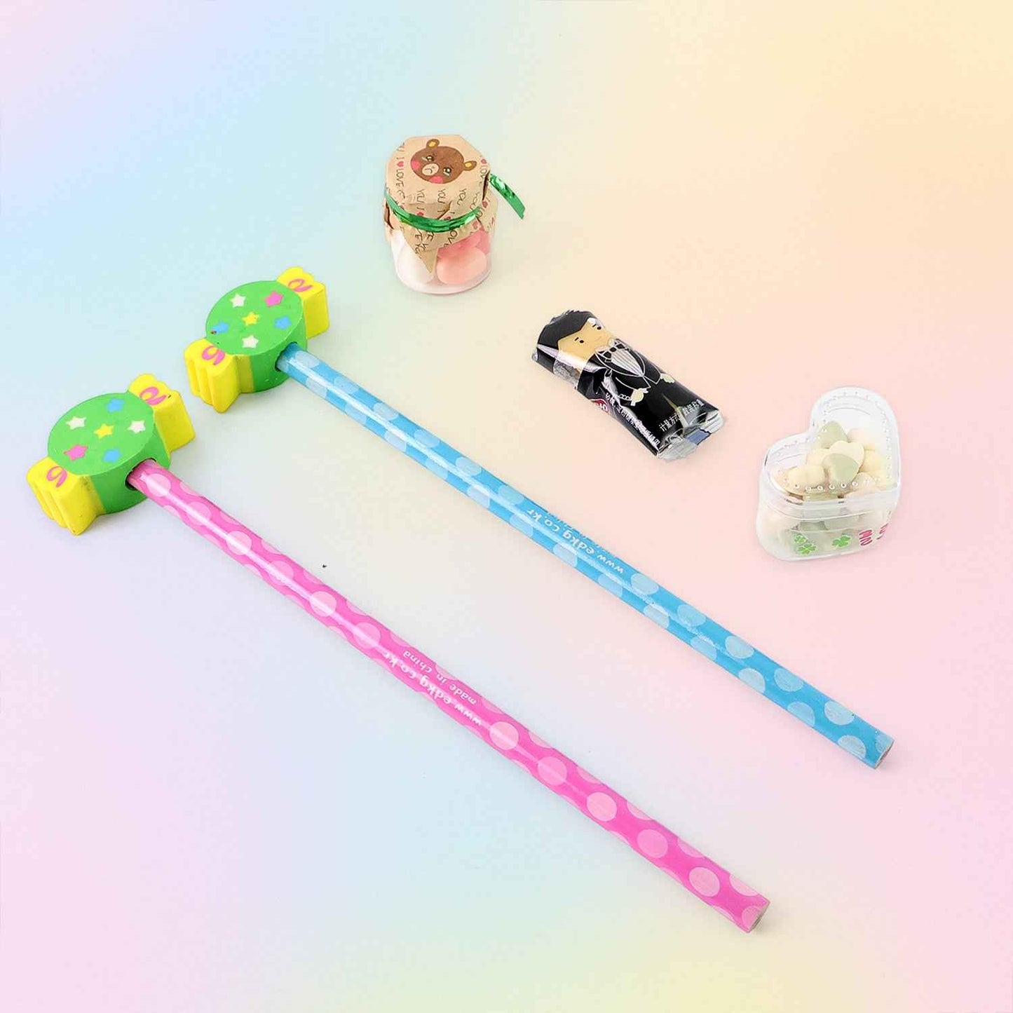 Fun Candy Design Pencil Set With Accessories (1 Set  Mix Design)