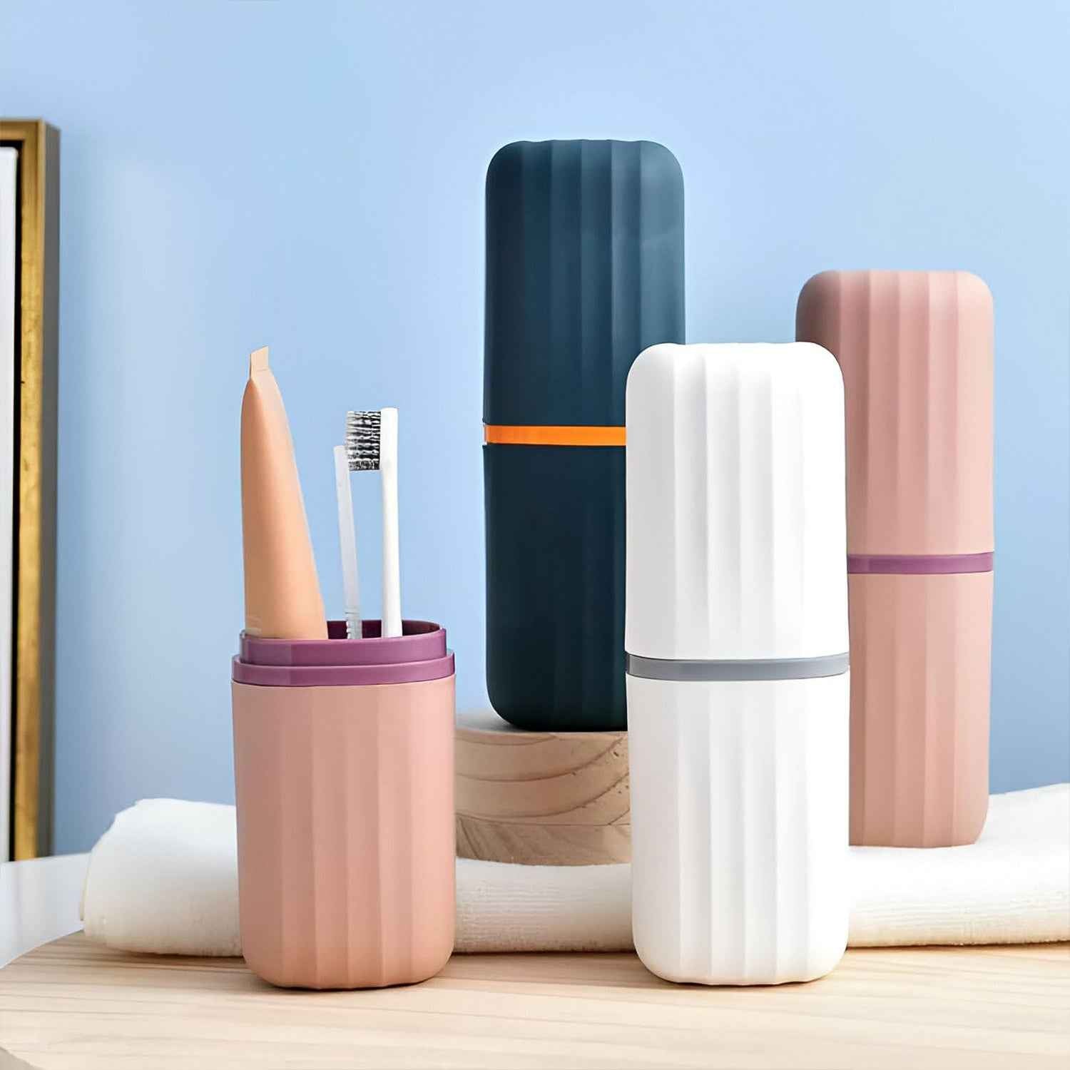 Plastic Hygienic Toothbrush Travel Portable Case (2 Pc)