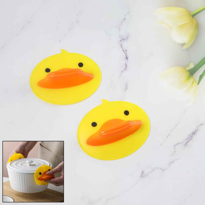 Cute Duck Shape Silicone Hot Pot Holder (2 Pc)