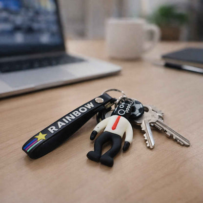 Rainbow Strap Cartoon Football Boy Keychain (1 Pc)