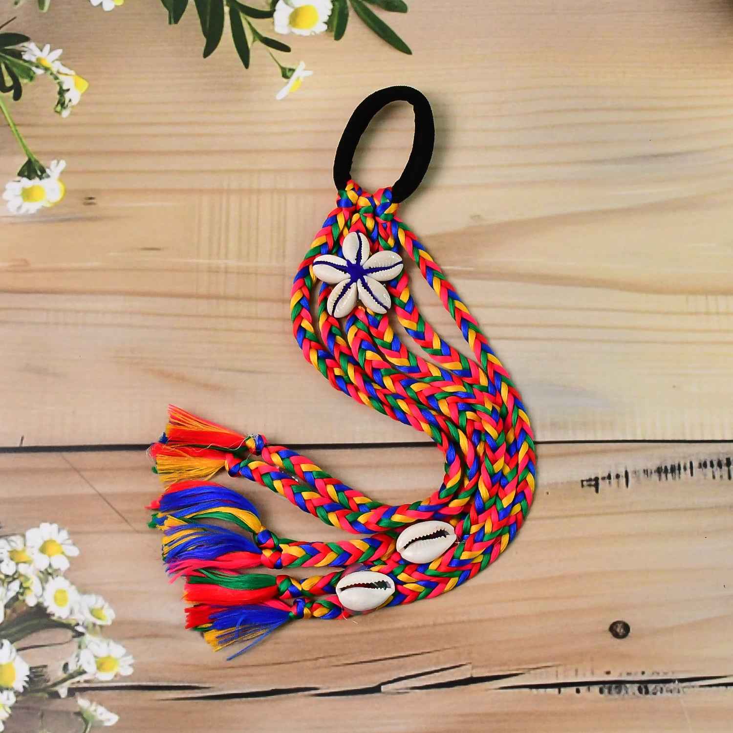 Traditional Multicolor Braided Hair Accessory Stylish Kodi String Bow (1 Pc)