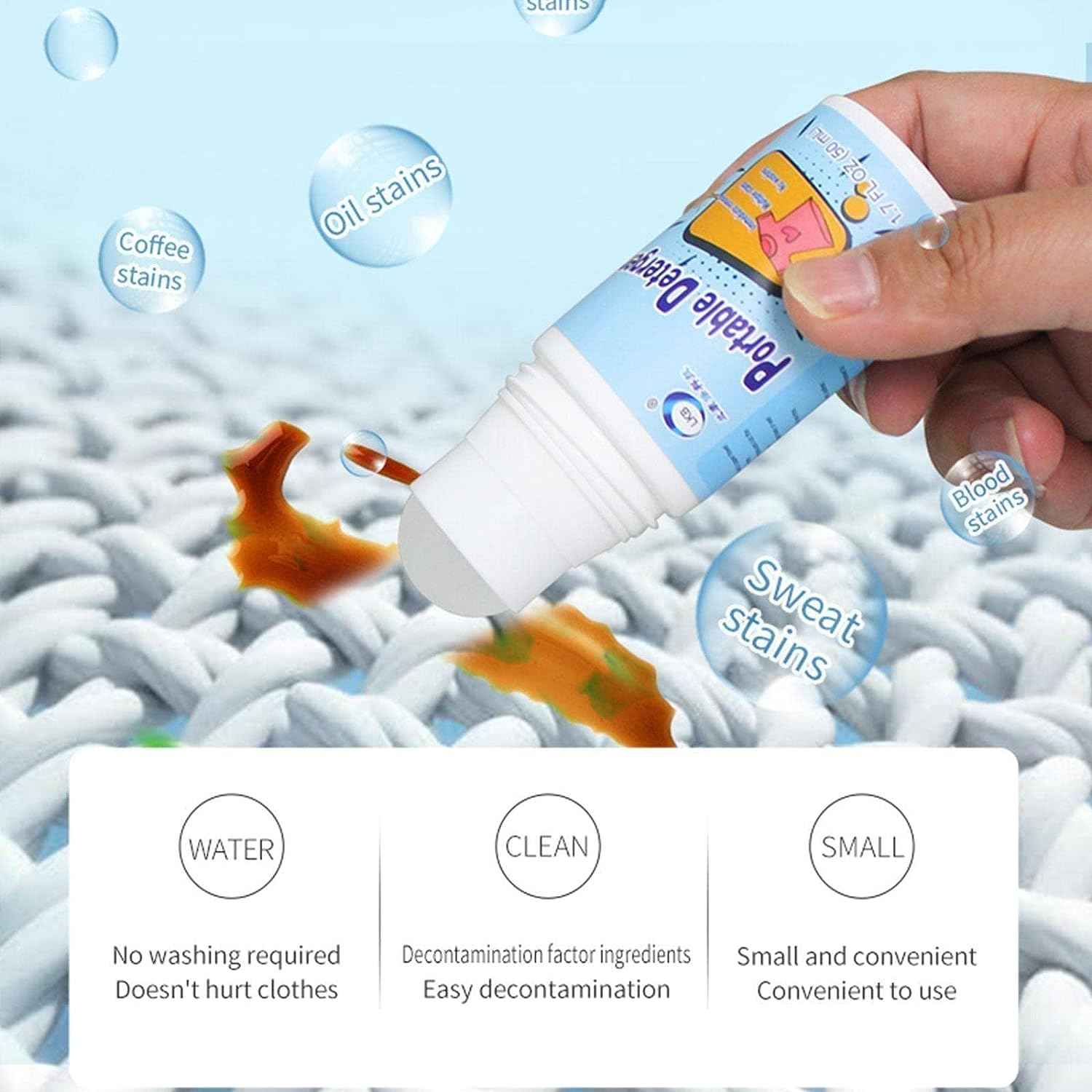 7933 Clothes Stain Remover Bead Design Emergency Stain Rescue Roller-ball Cleaner For Natural Fabric Removes Oil Almost All Types Of Fabrics