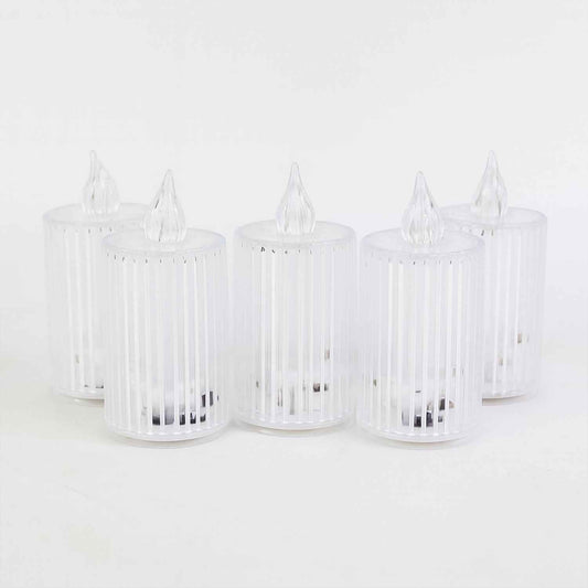 Premium Crystal Effect Led Flameless Candle Lights (5 Pc)