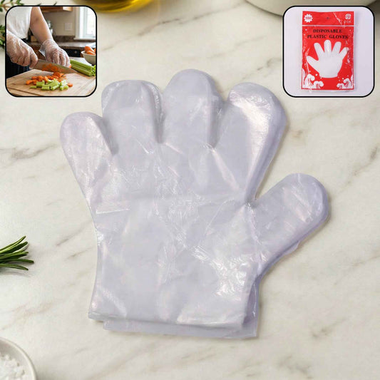 Disposable Transparent Plastic Gloves (100 Piece Pack)