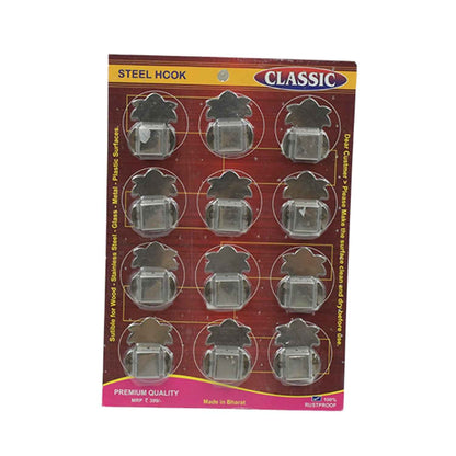 9415 Stainless Steel Agarbatti Stand Agarbatti Holder Stand Self Adhesive Wall Mounted Stand Wall Hook Capacity To Hold 3 Agarbatti - Pack Of 12 Hooks