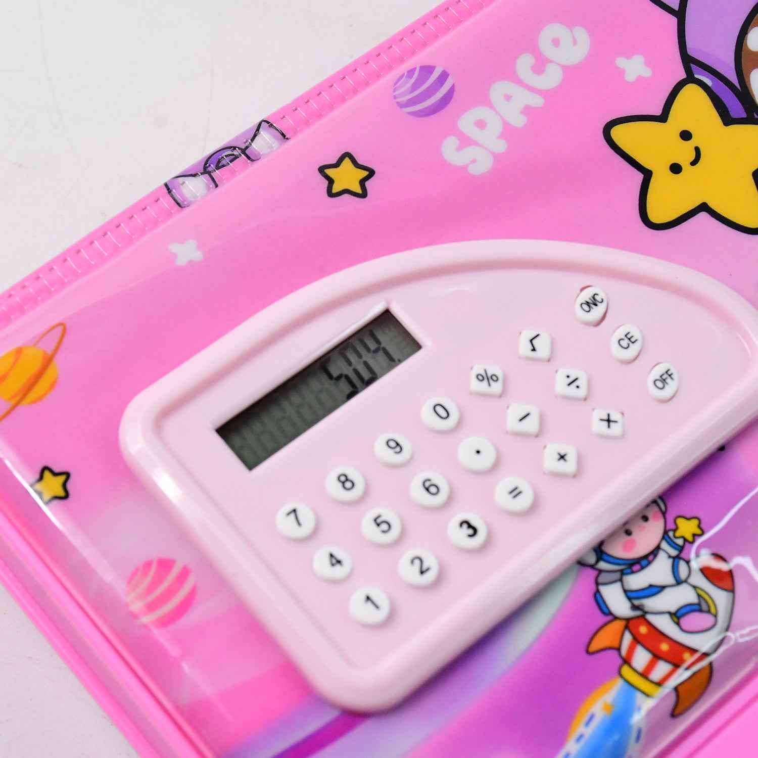 Multi-functional Space Theme Pencil Box With Built-in Calculator (1 Pc)
