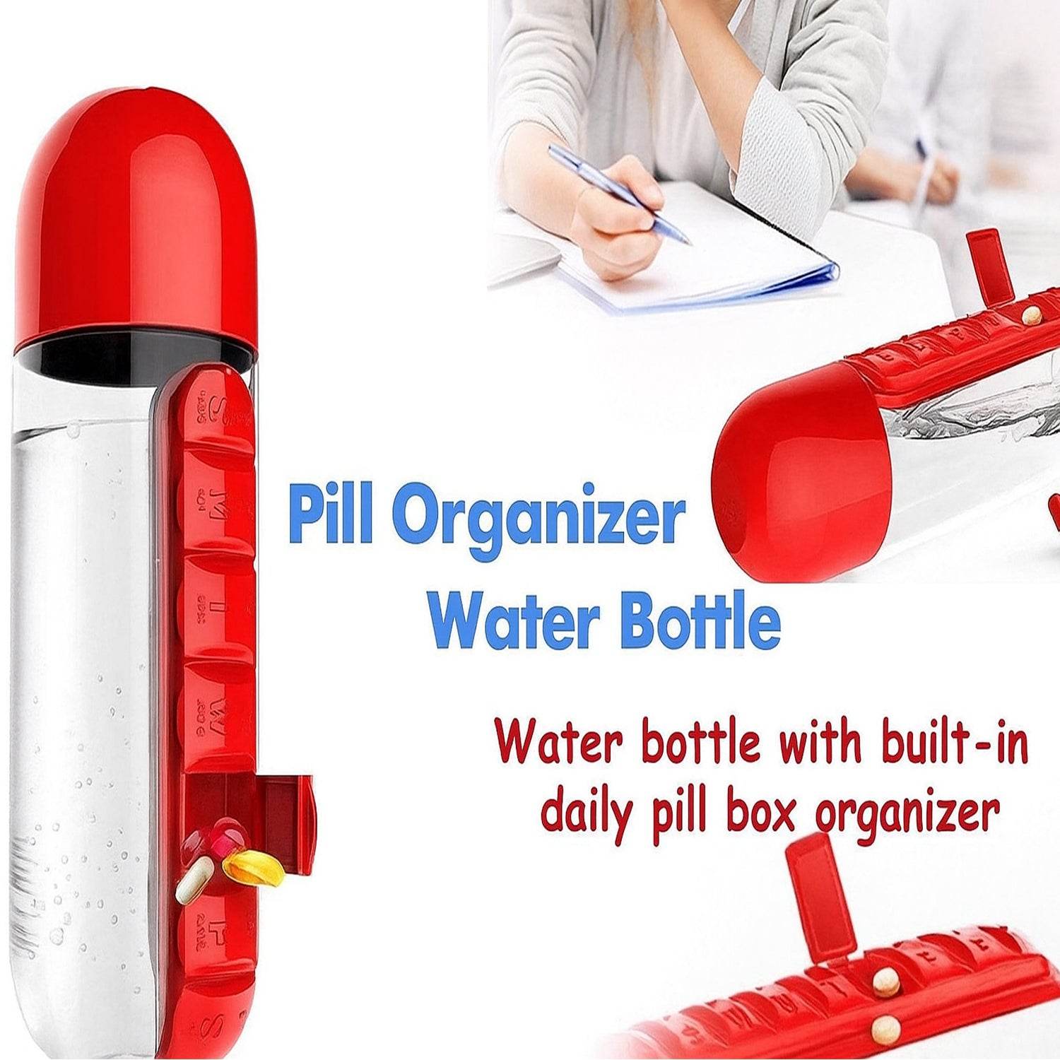 Water Bottle With Built-in 7-day Pill Organizer Approx 900ml (1 Pc) - Best Deals at BeSh Deals®