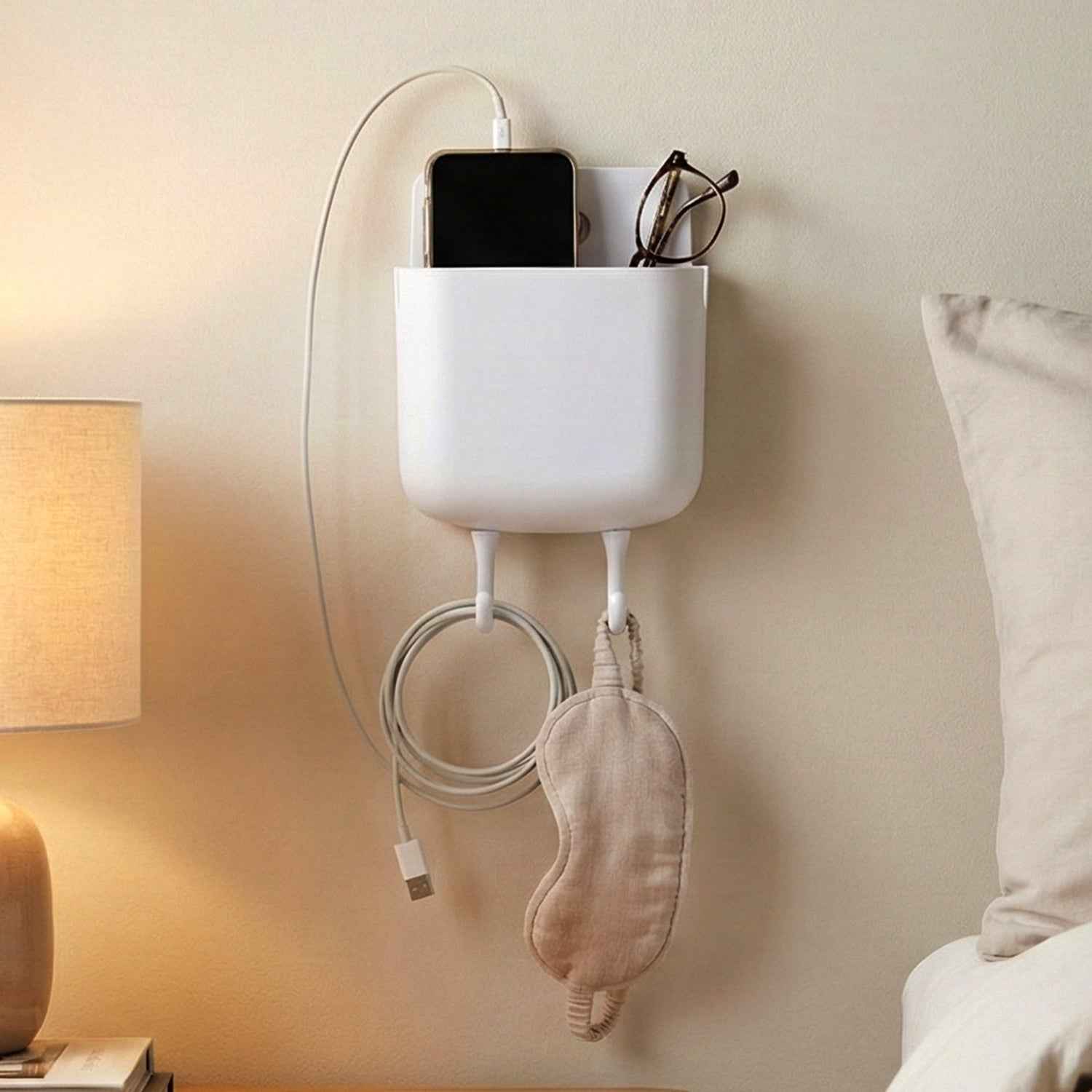 Multi-purpose Plastic Wall Mounted Mobile Charging Holder (1 Pc)