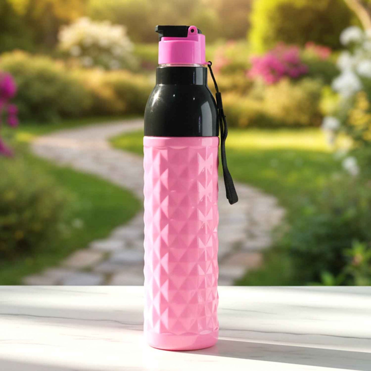 Plastic 1000 Ml Approx Diamond Pattern Leakproof Water Bottle (1 Pc) - BeSh Deals®
