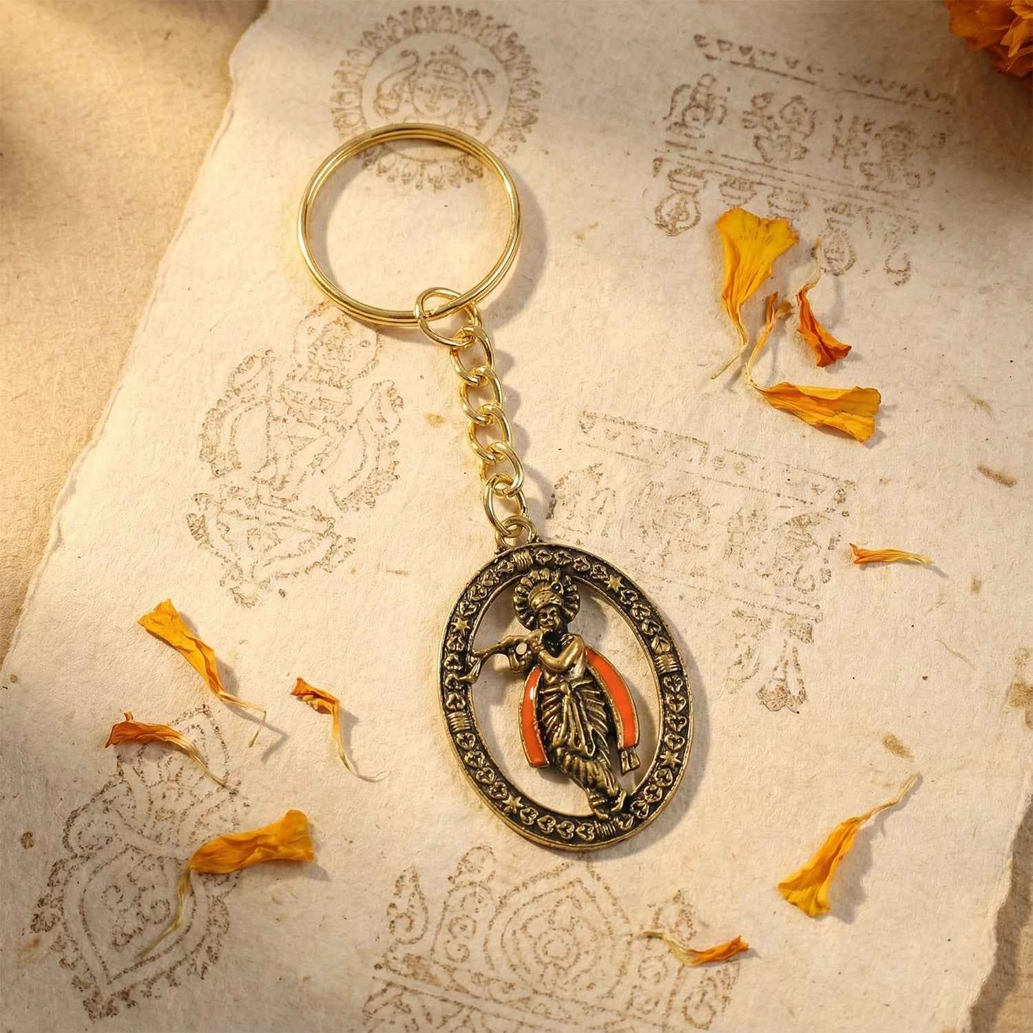 Metal Traditional Decorative Lord Krishna Keychain (1 Pc)