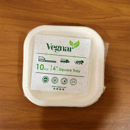Disposable Square Food Serving Tray Set (10 Pc)