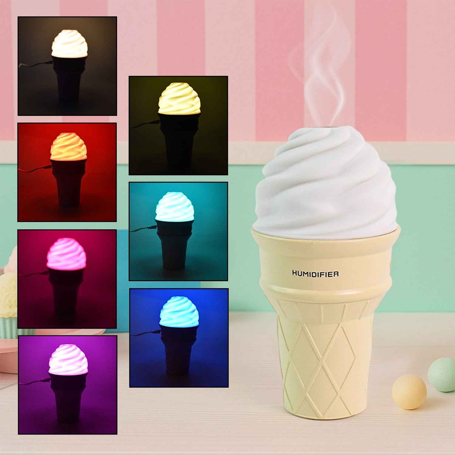 Ice Cream Cone Shape Air Freshener Humidifier (1pc  Cream Color)