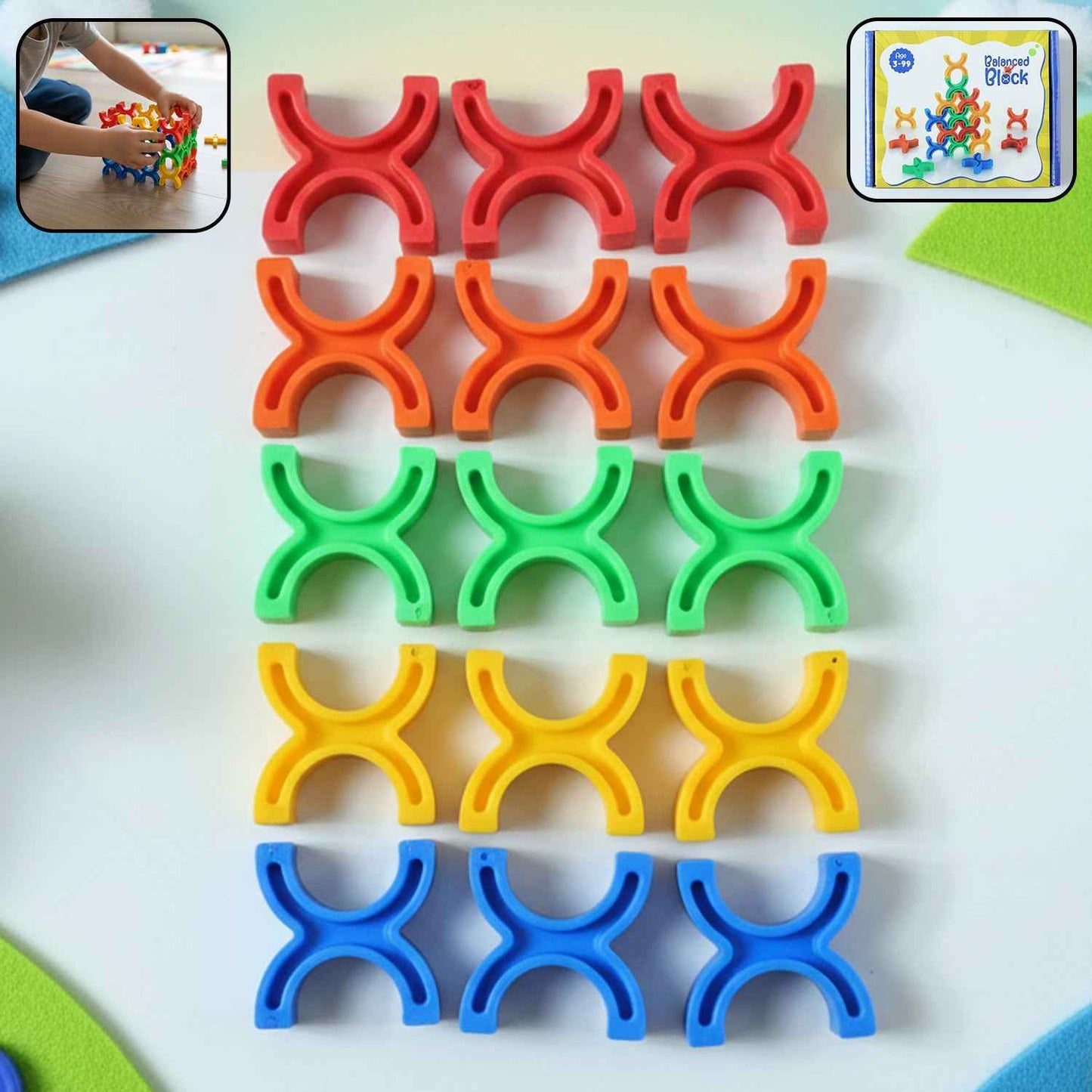 Balanced Block Colorful Interlocking Stacking Toy (1 Set)