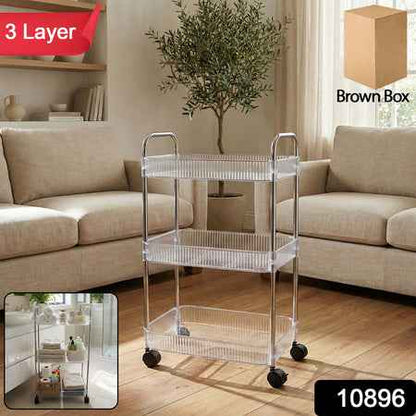 3 Layer Multipurpose Storage Trolley With Wheels