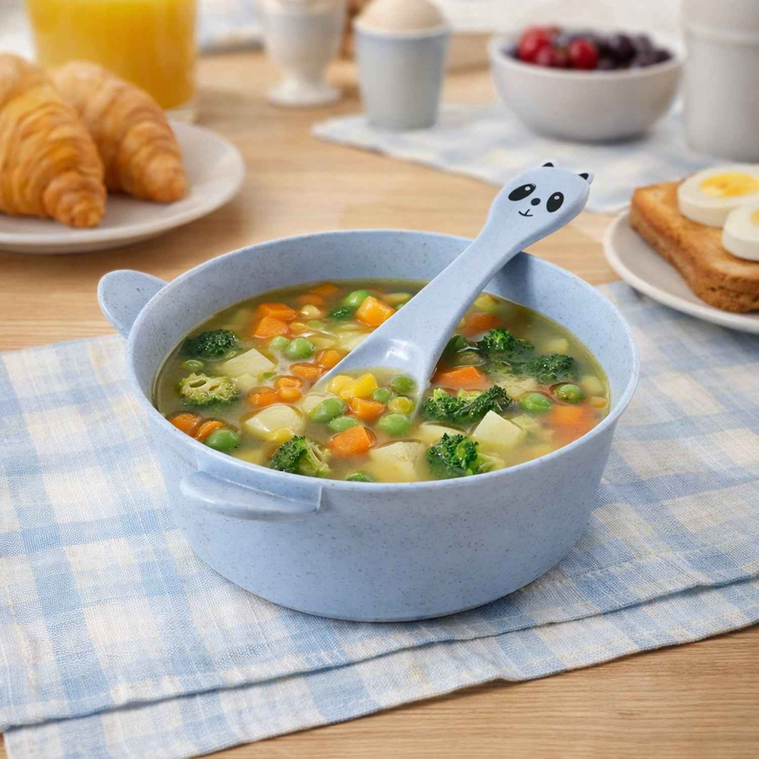 Wheat Straw Kids Soup Bowl With Matching Spoon (240ml 1 Set )