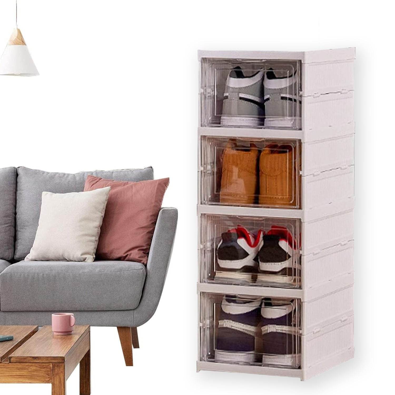 Stackable Multifunctional Storage For Clothes Foldable Drawer Shelf Basket Utility Cart Rack Storage Organizer Cart For Kitchen Pantry Closet Bedroom Bathroom Laundry (4 Layer 1 Pc) - Best Deals at BeSh Deals®