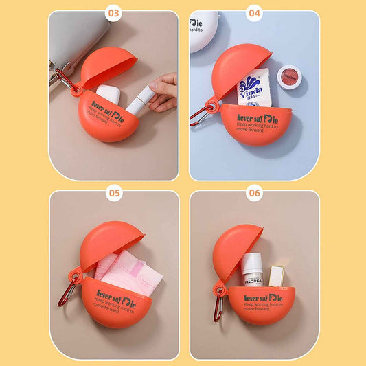 Plastic Round Multi-purpose Empty Storage Box With Keychain (1 Pc)