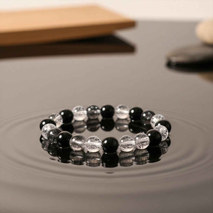 Elegant Dual-tone Crystal Beaded Stretch Bracelet (1 Pc)