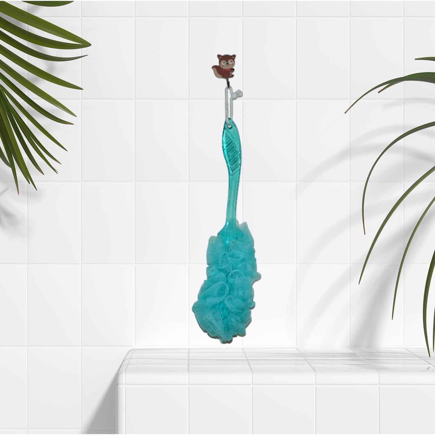 6702a Loofah Back Scrubber For Shower Long Handle Bath Sponge Shower Brush Soft Nylon Mesh Back Cleaner Washer Body Bath Brush For Women And Men Bathroom Shower Accessories (45 Cm)