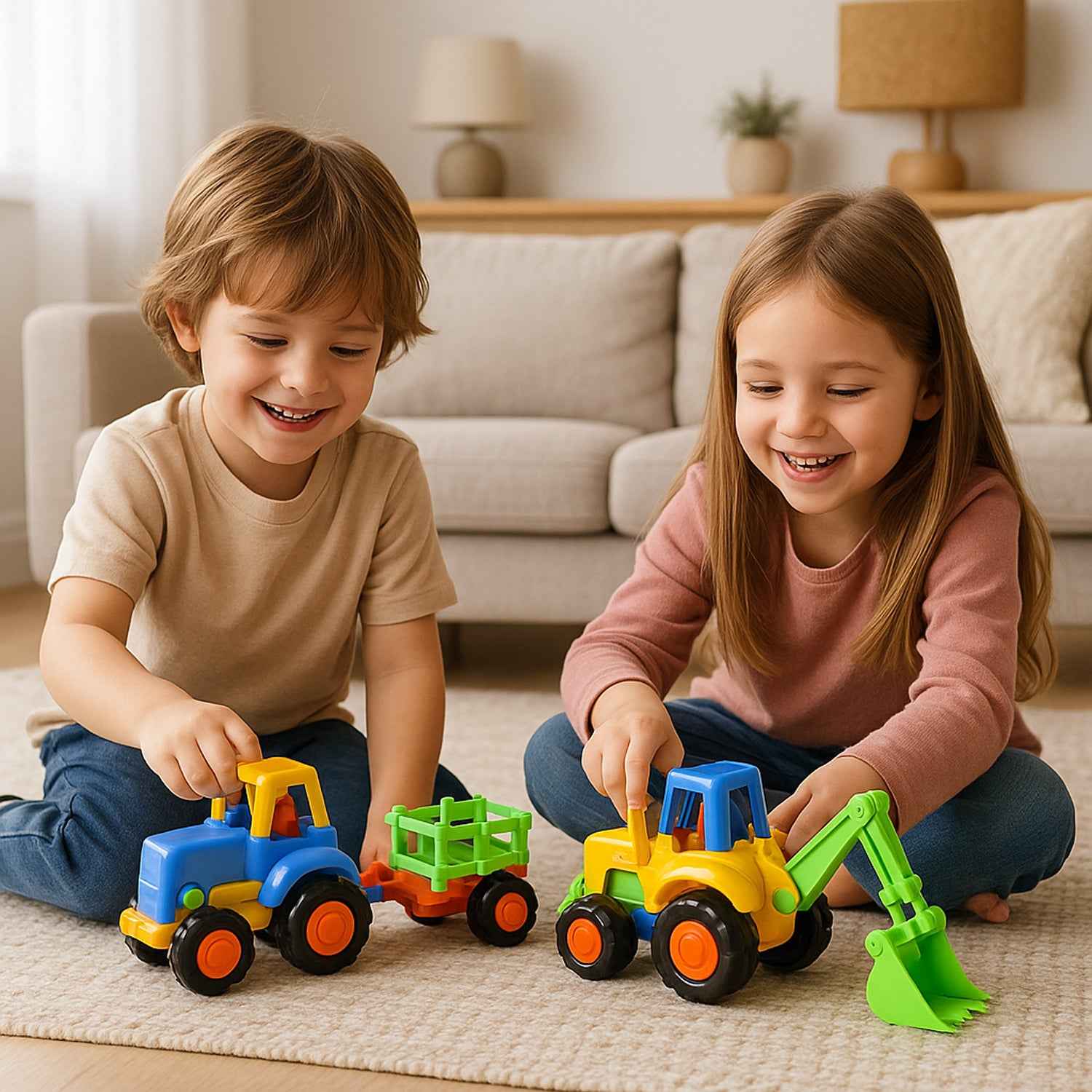 Funwoods Itsy Bitsy Construction Vehicle Toy Set For Kids - (8 Pc)