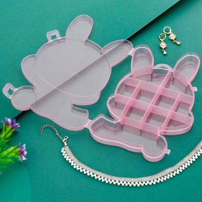 6557 Transparent Cartoon Bear Clear Plastic Storage Box Jewelry Box Jewelry Organizer Holder Cabinets For Small Objects (1 Pc)
