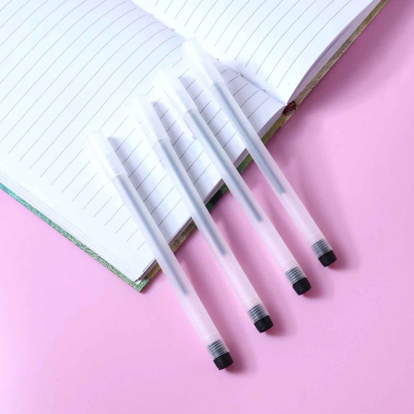 Transparent Smooth Writing Black Gel Pens Set Of 6 Pieces