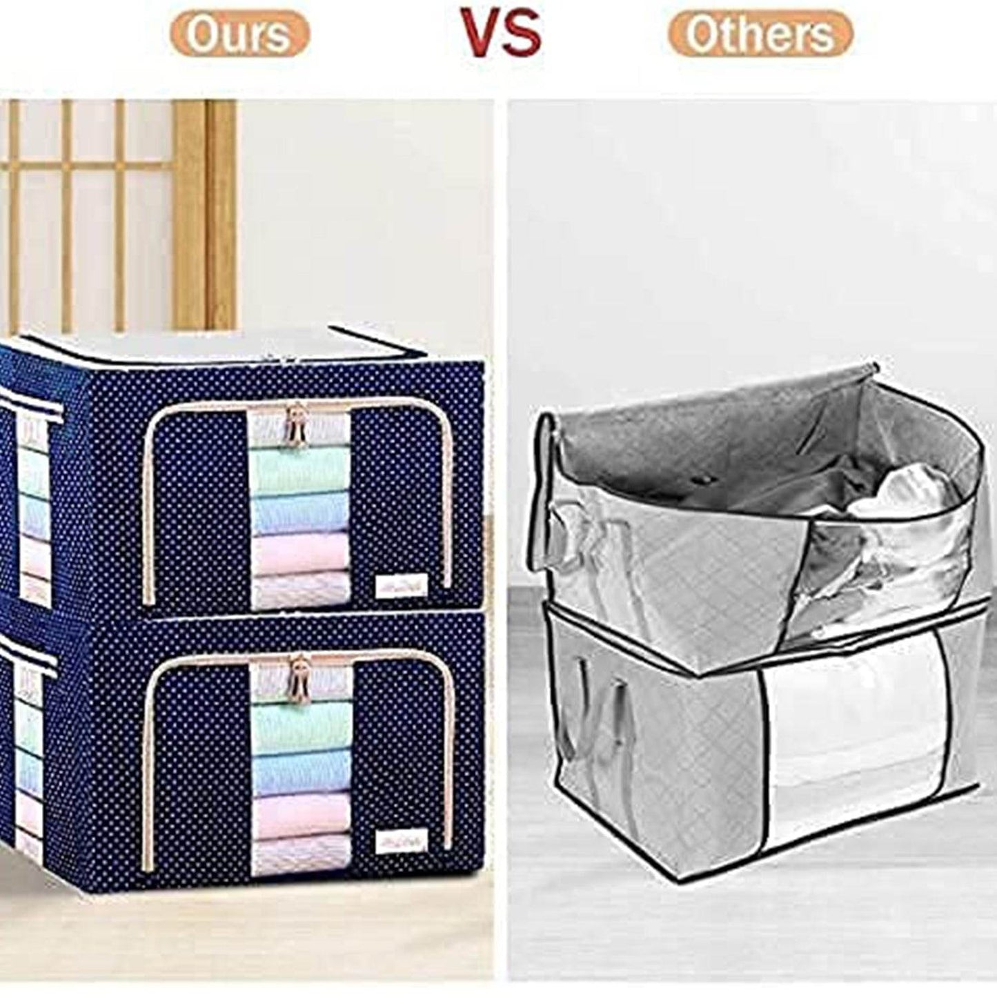 17641 Foldable Steel Frame Clothes Living Storage Organizer Handled Bag Box For Large Size Bedding Blankets Women Saree Toys  Cloth Storage Box  Bag (66 Liter) - Best Deals at BeSh Deals®