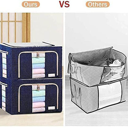 17641 Foldable Steel Frame Clothes Living Storage Organizer Handled Bag Box For Large Size Bedding Blankets Women Saree Toys  Cloth Storage Box  Bag (66 Liter) - Best Deals at BeSh Deals®