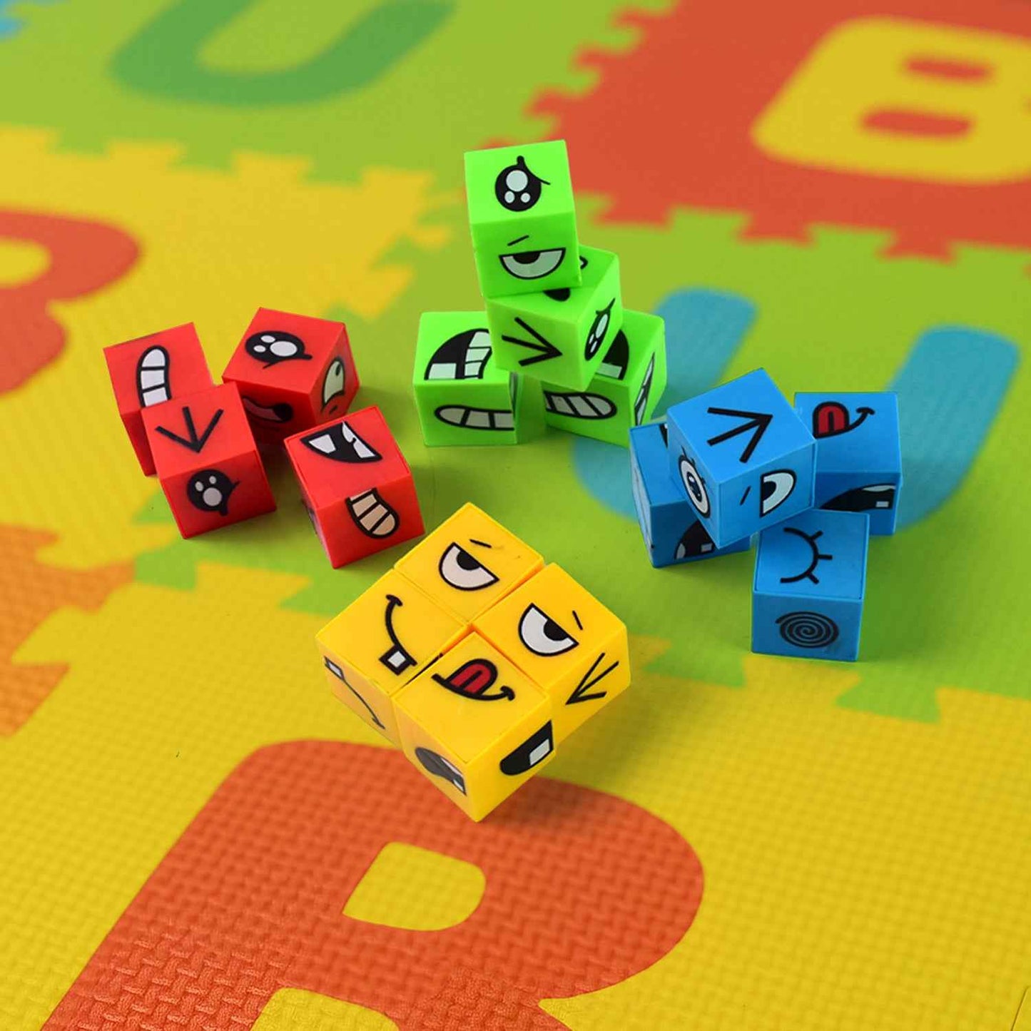 Educational Face Expression Changing Puzzle Cube Toy Set