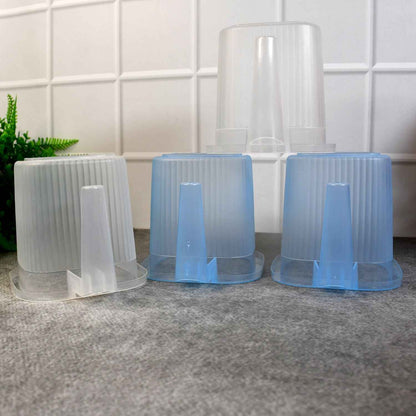 Plastic Transparent Bathroom Water Mug (4 Pc  Mix Colour  1000 Ml)