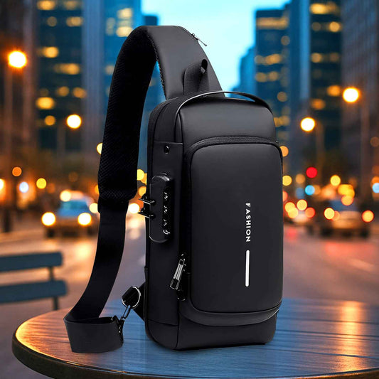 Trendy Anti-theft Crossbody Sling Bag With Usb Charging Port (1 Pc)