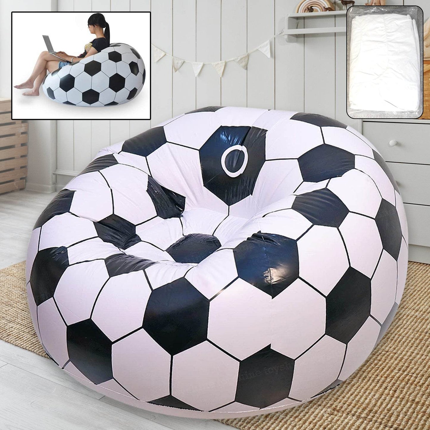 Foldable Sofa Cartoon Style Inflatable Folding Chair Ball Chair Inflatable Sofa For Adults Kids Size (110cm X 80cm) - Best Deals at BeSh Deals®