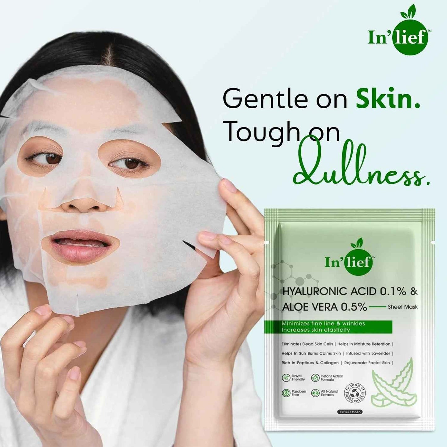 Inlief Hyaluronic Acid 0.1  Aloe Vera 0.5 Hydrating Facial Mask (1 Pc)