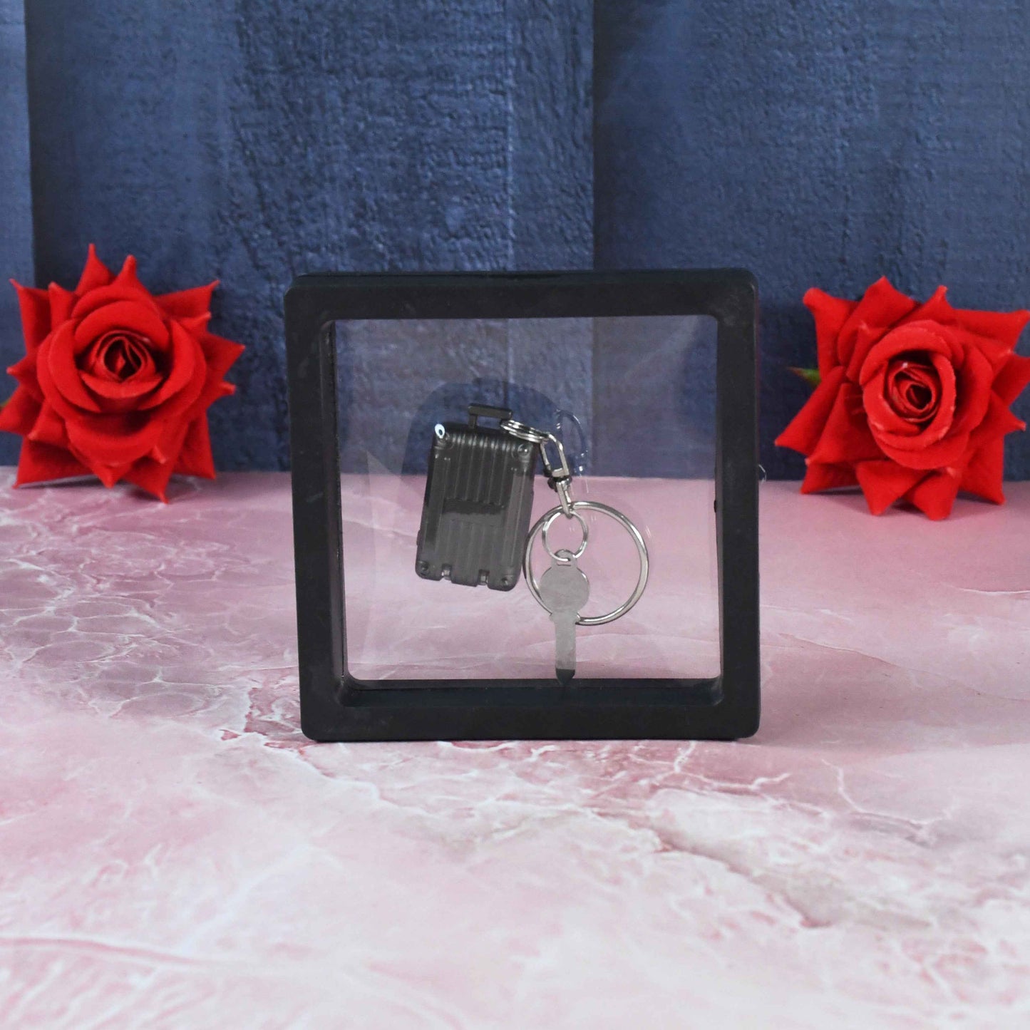 Suitcase Shape Nail Clipper Keychain With Key  3d Floating Frame Display Case (1 Set)