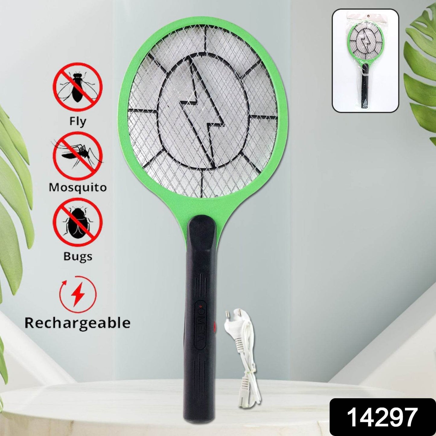 Green Rechargeable Electric Mosquito Killer Racket With Cable - Best Deals at BeSh Deals®